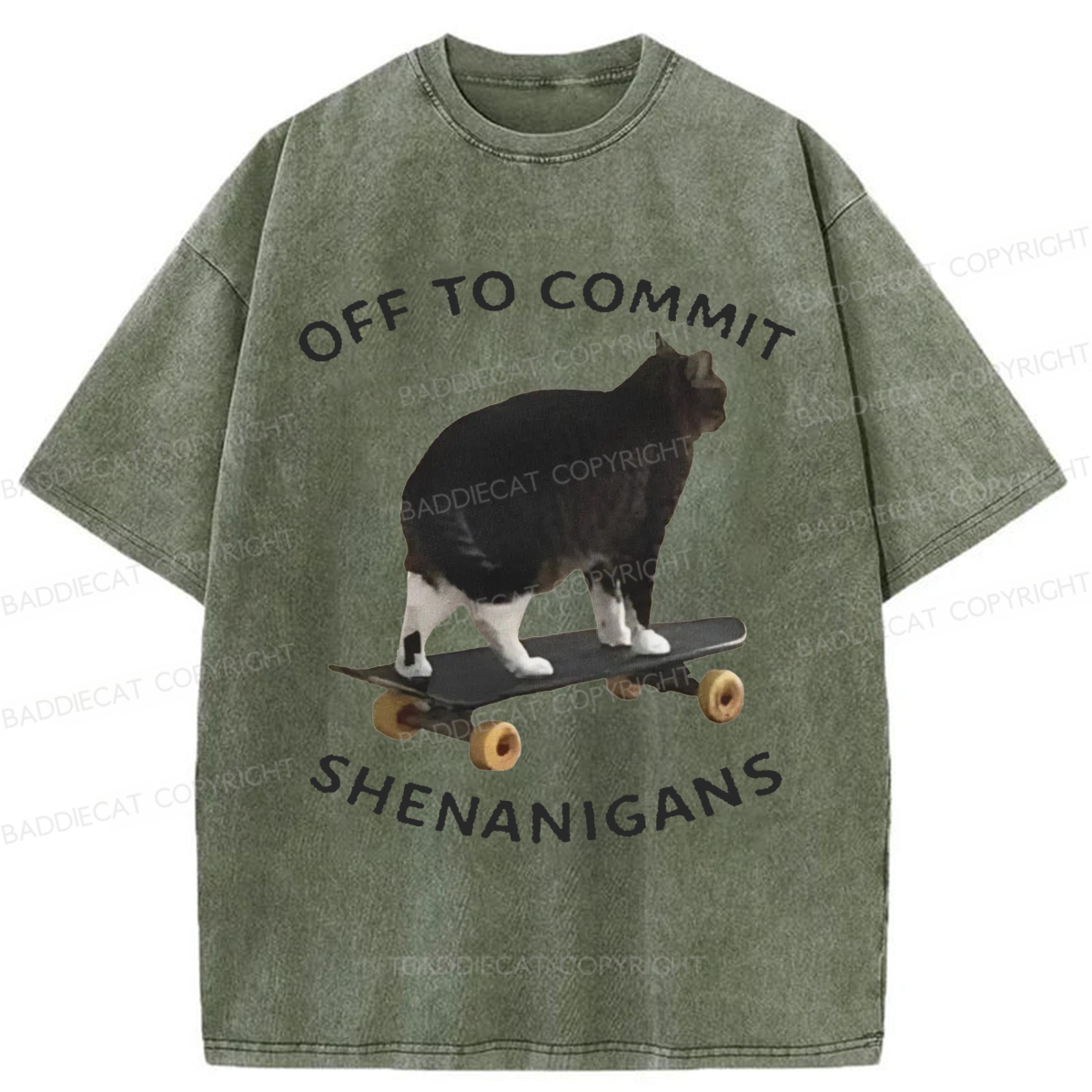 Baddiecat Off To Commit Shenanigans Washed T-shirt