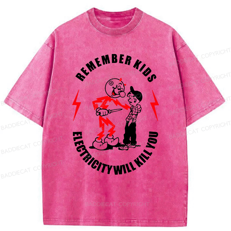 Baddiecat Remember Kids Washed T-shirt