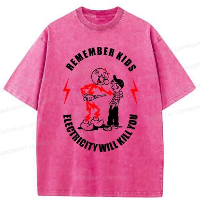 Baddiecat Remember Kids Washed T-shirt