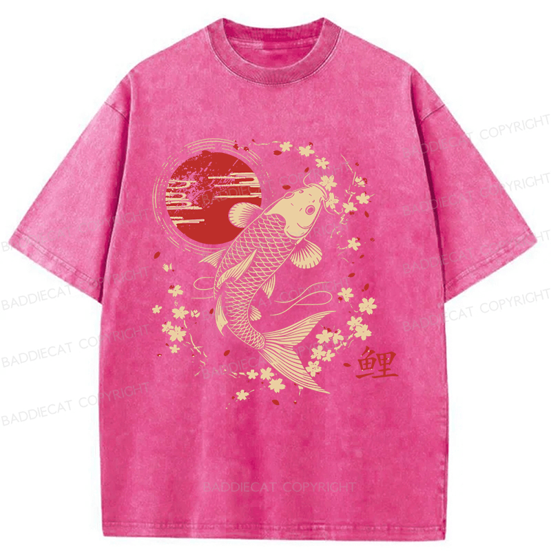 Baddiecat Japanese Style Carp Washed T-shirt