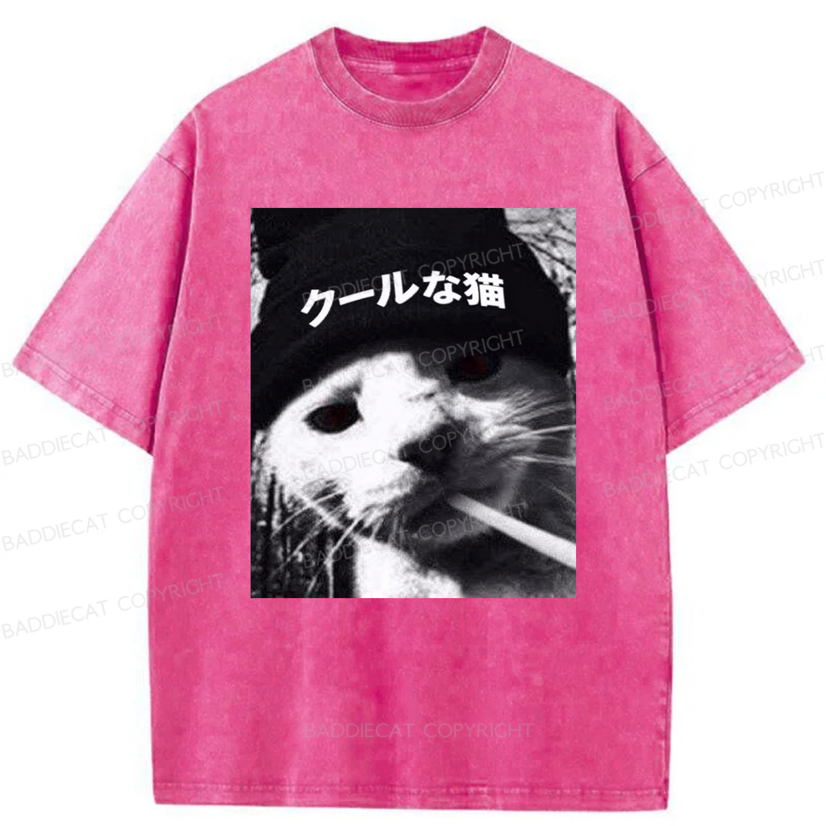 Baddiecat Japanese Chill Cat Washed T-shirt