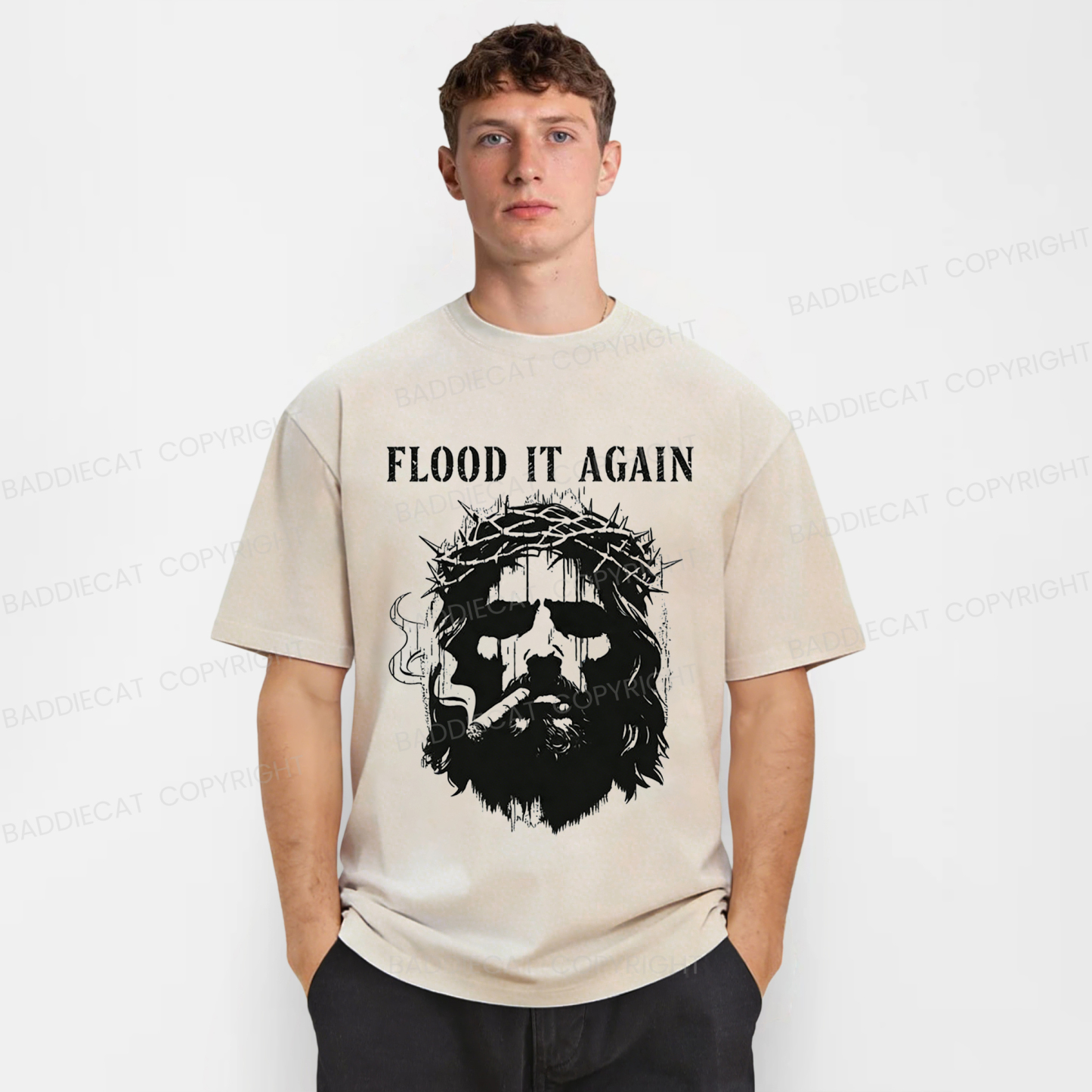 Baddiecat Abandon Jesus Washed T-shirt