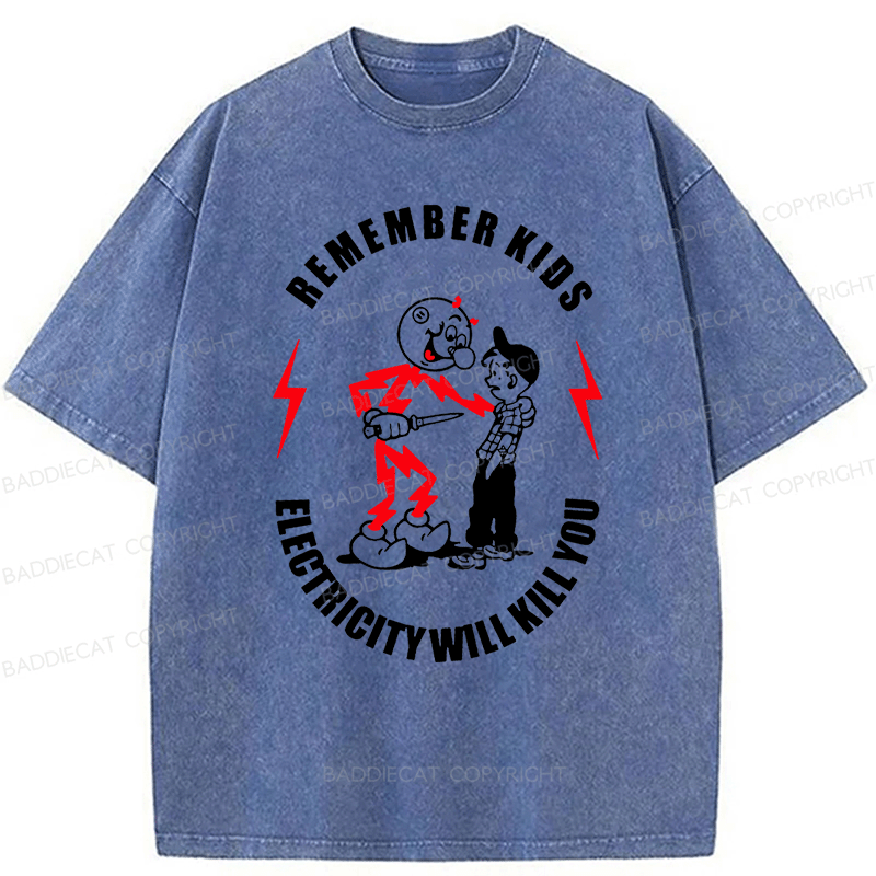 Baddiecat Remember Kids Washed T-shirt