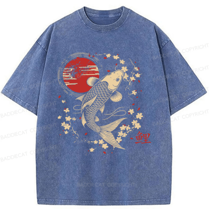 Baddiecat Japanese Style Carp Washed T-shirt