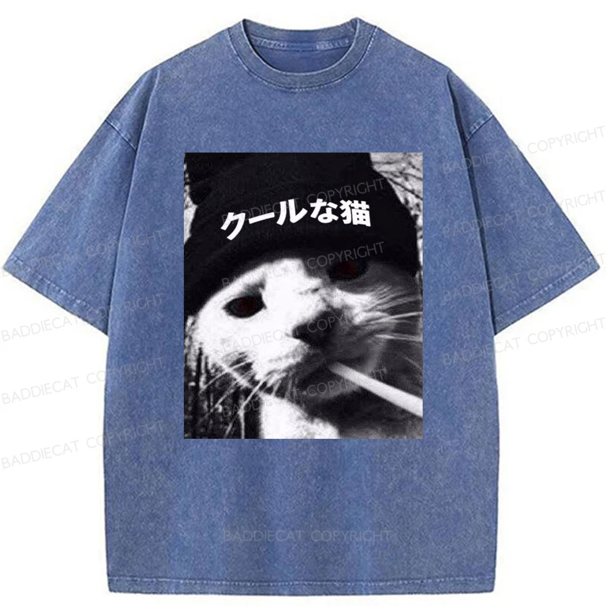 Baddiecat Japanese Chill Cat Washed T-shirt