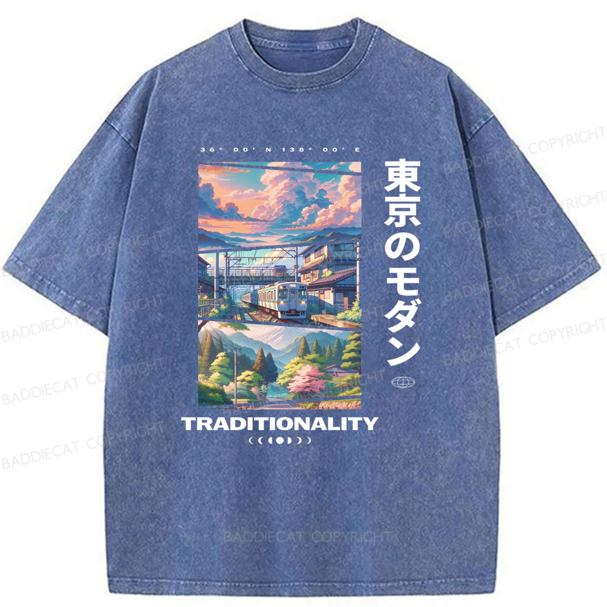 Baddiecat Tokyo Modern In The Traditionality Washed T-shirt