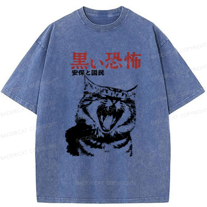 Baddiecat The Horrors Cat Washed T-shirt