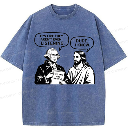 Baddiecat Funny Jesus Talking Washed T-shirt