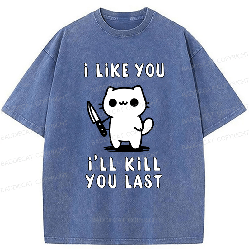 Baddiecat Cat I Like You I'll Kill You Last Washed T-shirt
