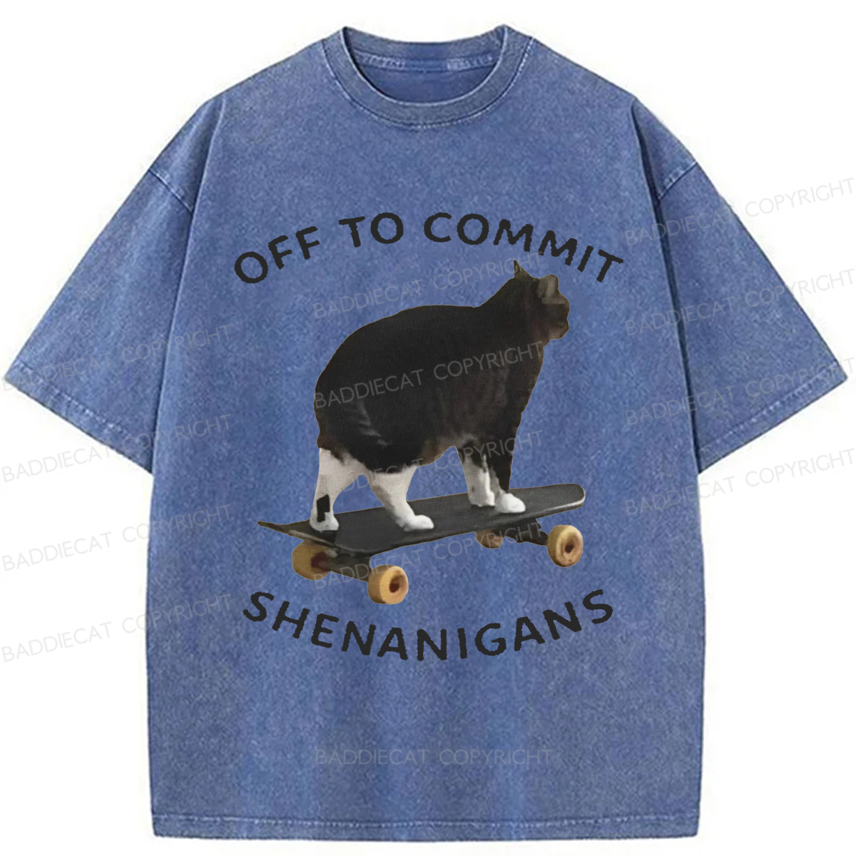 Baddiecat Off To Commit Shenanigans Washed T-shirt