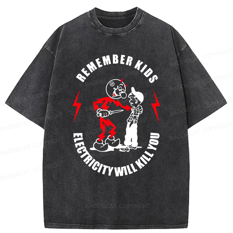 Baddiecat Remember Kids Washed T-shirt