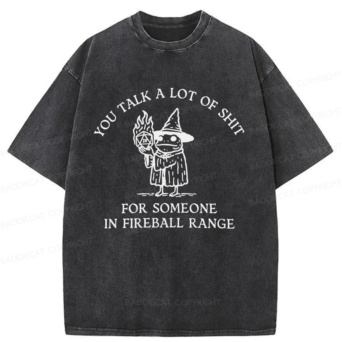 Baddiecat Frog Wizard You Talk A Lot Of Shit Washed T-shirt