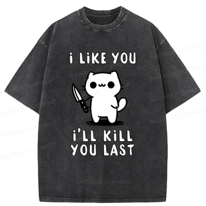 Baddiecat Cat I Like You I'll Kill You Last Washed T-shirt