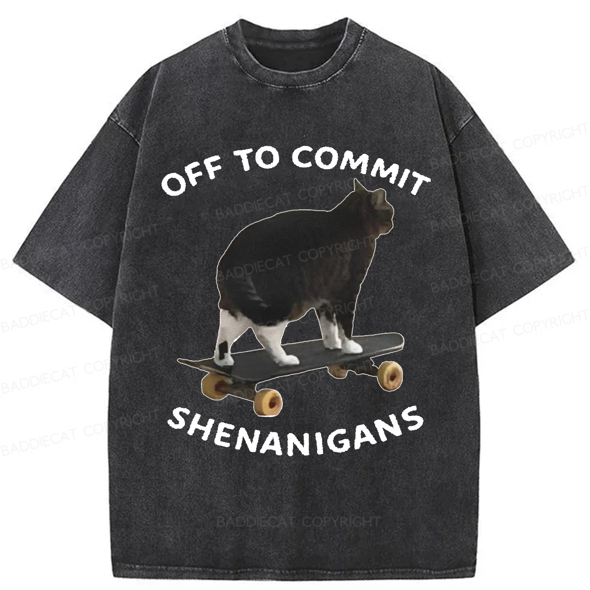 Baddiecat Off To Commit Shenanigans Washed T-shirt
