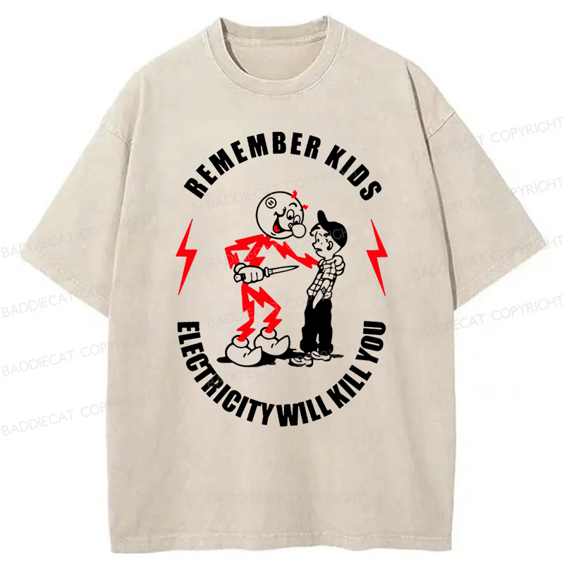 Baddiecat Remember Kids Washed T-shirt