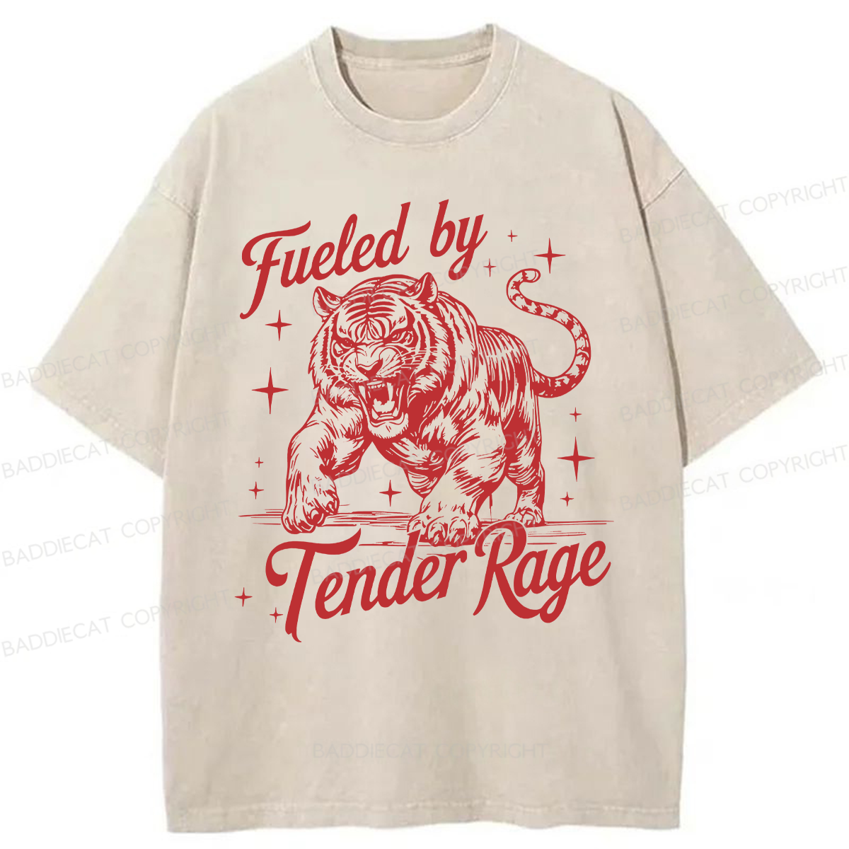 Baddiecat Tiger Fueled By Tender Rage Washed T-shirt