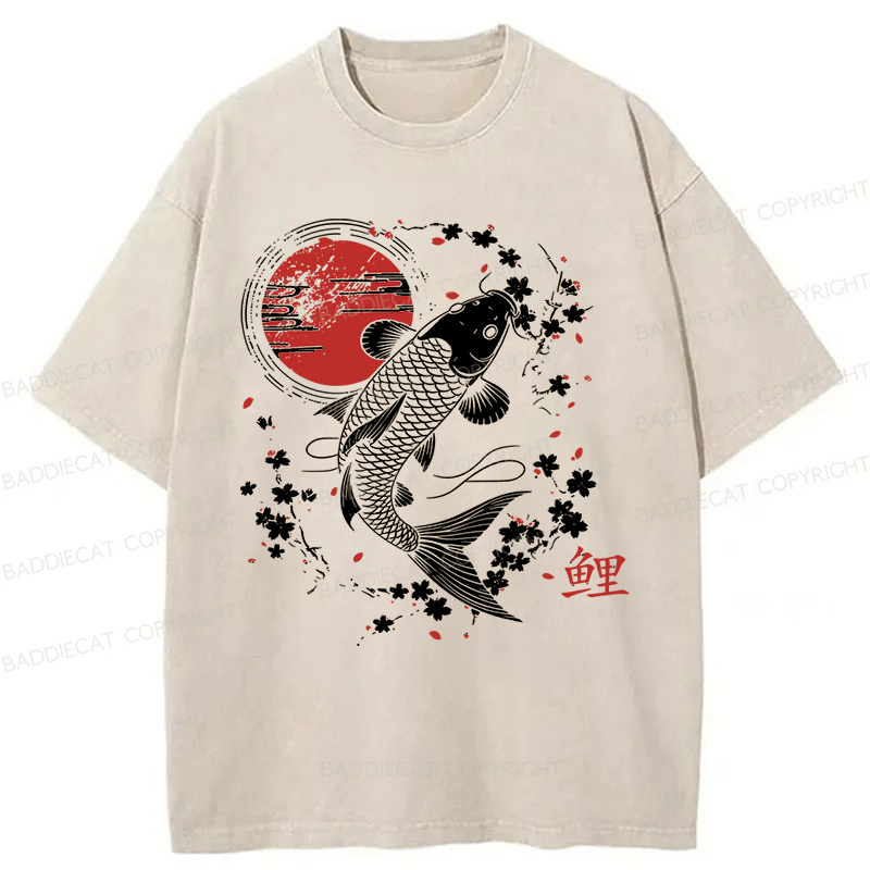 Baddiecat Japanese Style Carp Washed T-shirt