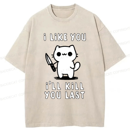 Baddiecat Cat I Like You I'll Kill You Last Washed T-shirt