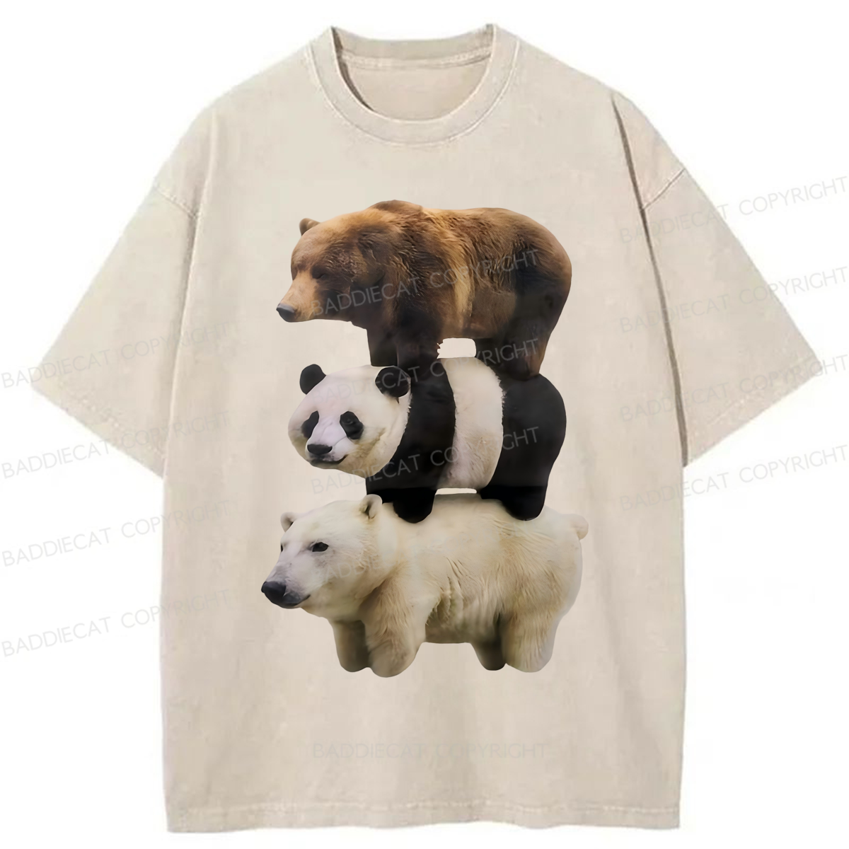 Baddiecat We Bare Bears Washed T-shirt