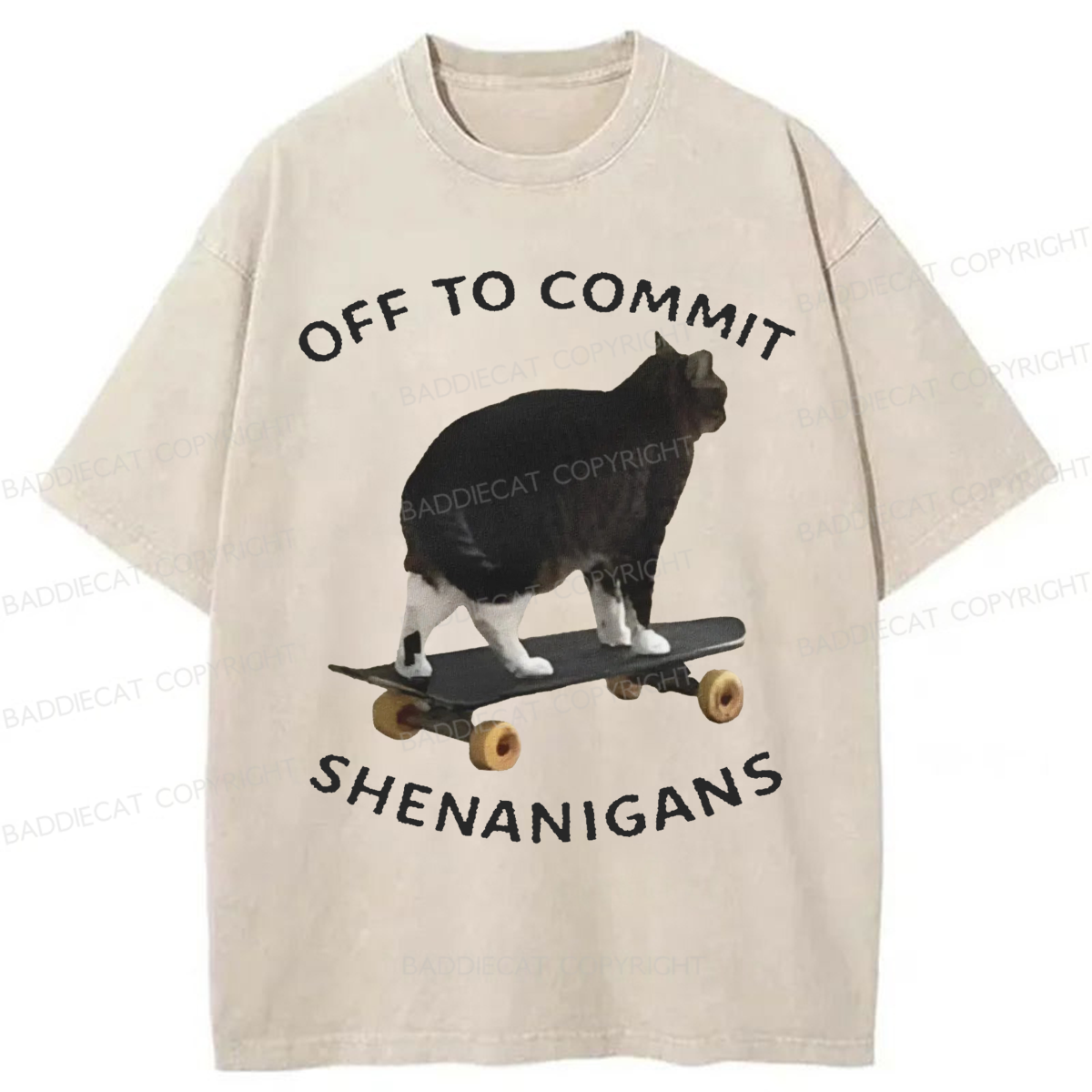 Baddiecat Off To Commit Shenanigans Washed T-shirt