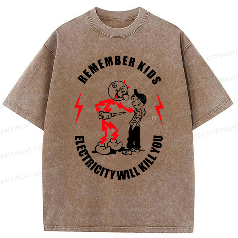Baddiecat Remember Kids Washed T-shirt