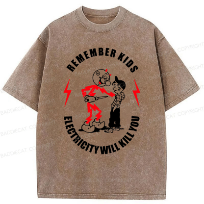 Baddiecat Remember Kids Washed T-shirt