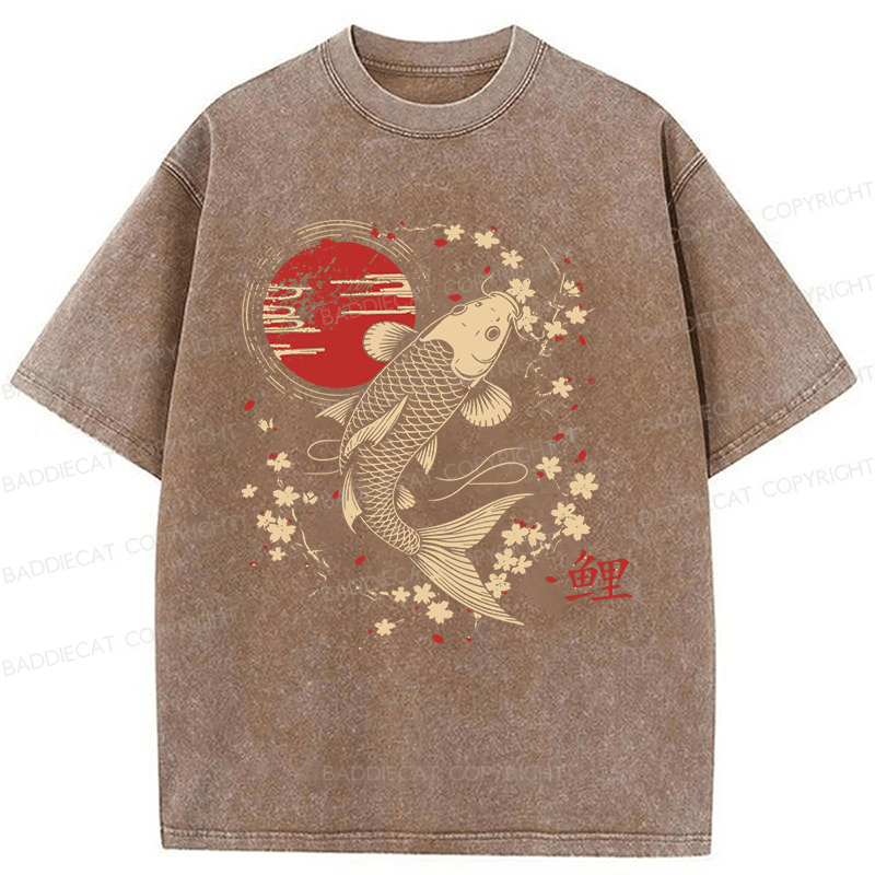 Baddiecat Japanese Style Carp Washed T-shirt