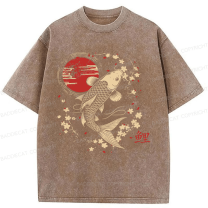 Baddiecat Japanese Style Carp Washed T-shirt