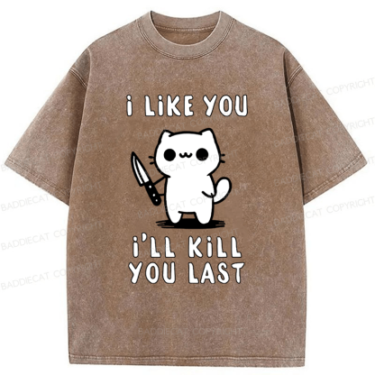 Baddiecat Cat I Like You I'll Kill You Last Washed T-shirt
