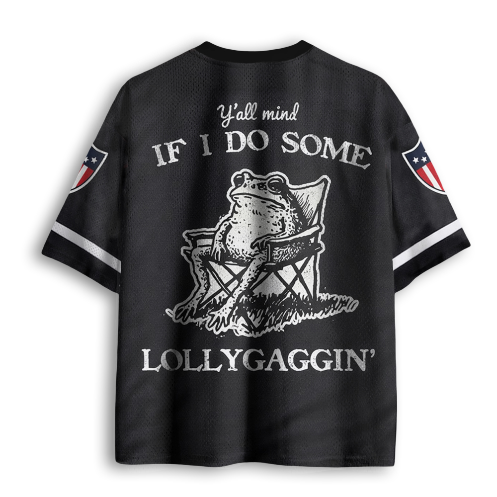 Baddiecat Funny Frog Lollygagging Mesh Jersey