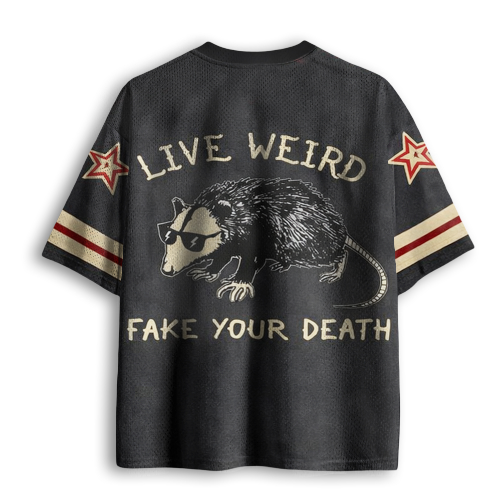 Baddiecat Possum Live Weird Fake Your Death Mesh Jersey