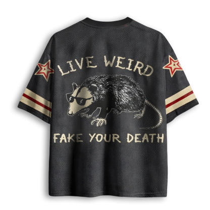 Baddiecat Possum Live Weird Fake Your Death Mesh Jersey