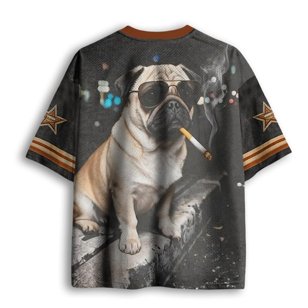 Baddiecat Pug Dog Smoking Mesh Jersey