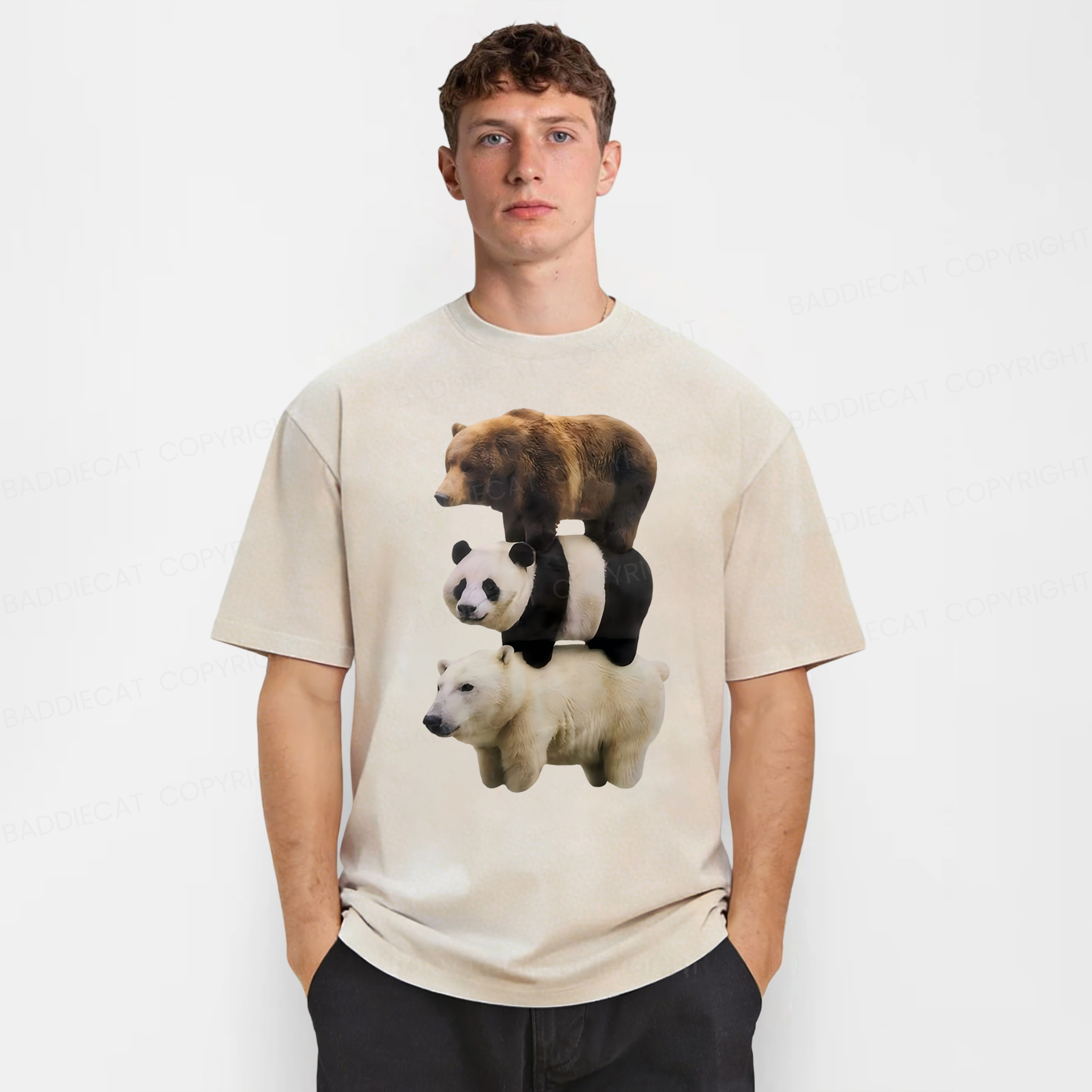 Baddiecat We Bare Bears Washed T-shirt