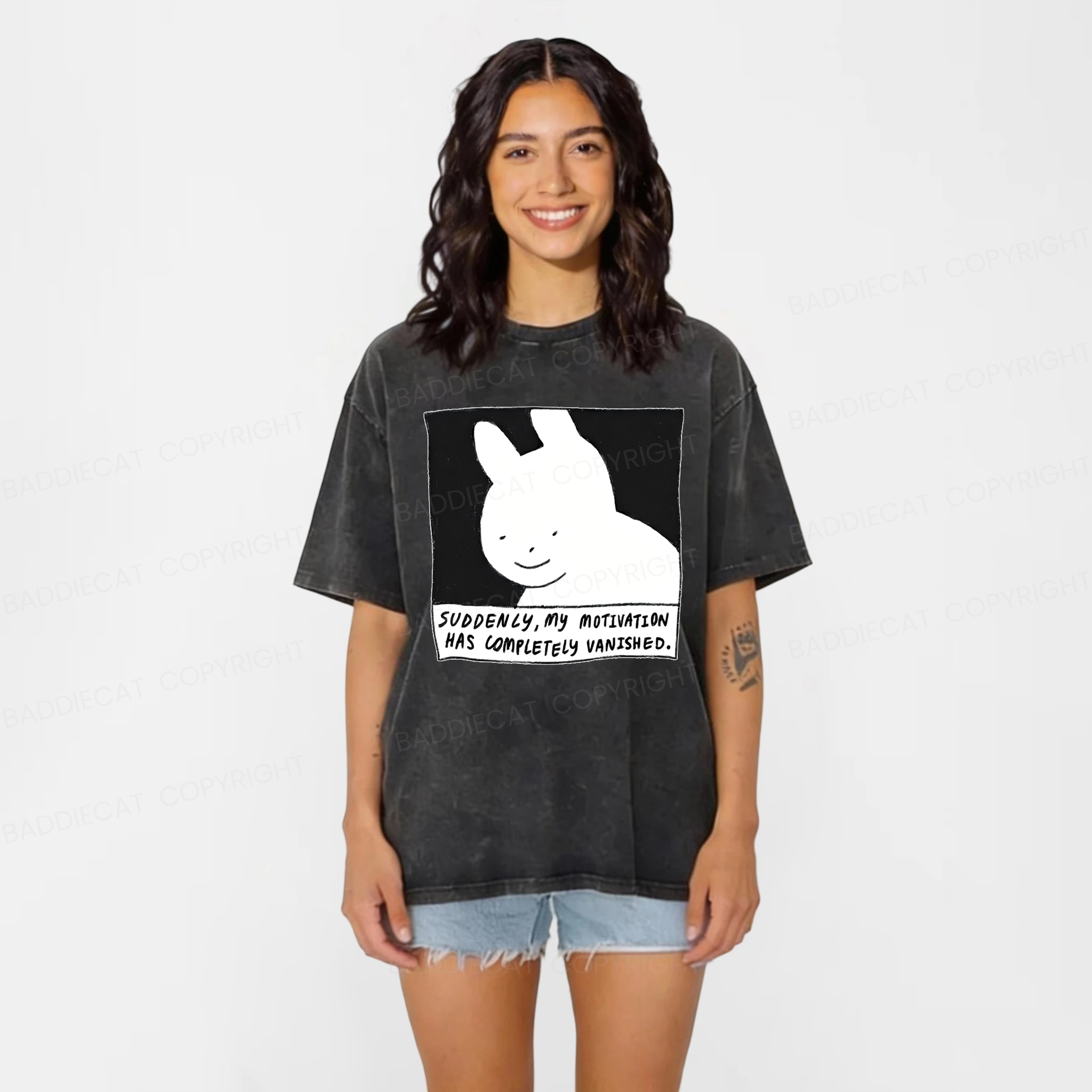 Baddiecat Suddenly My Motivation Has Completely Vanished Washed T-shirt