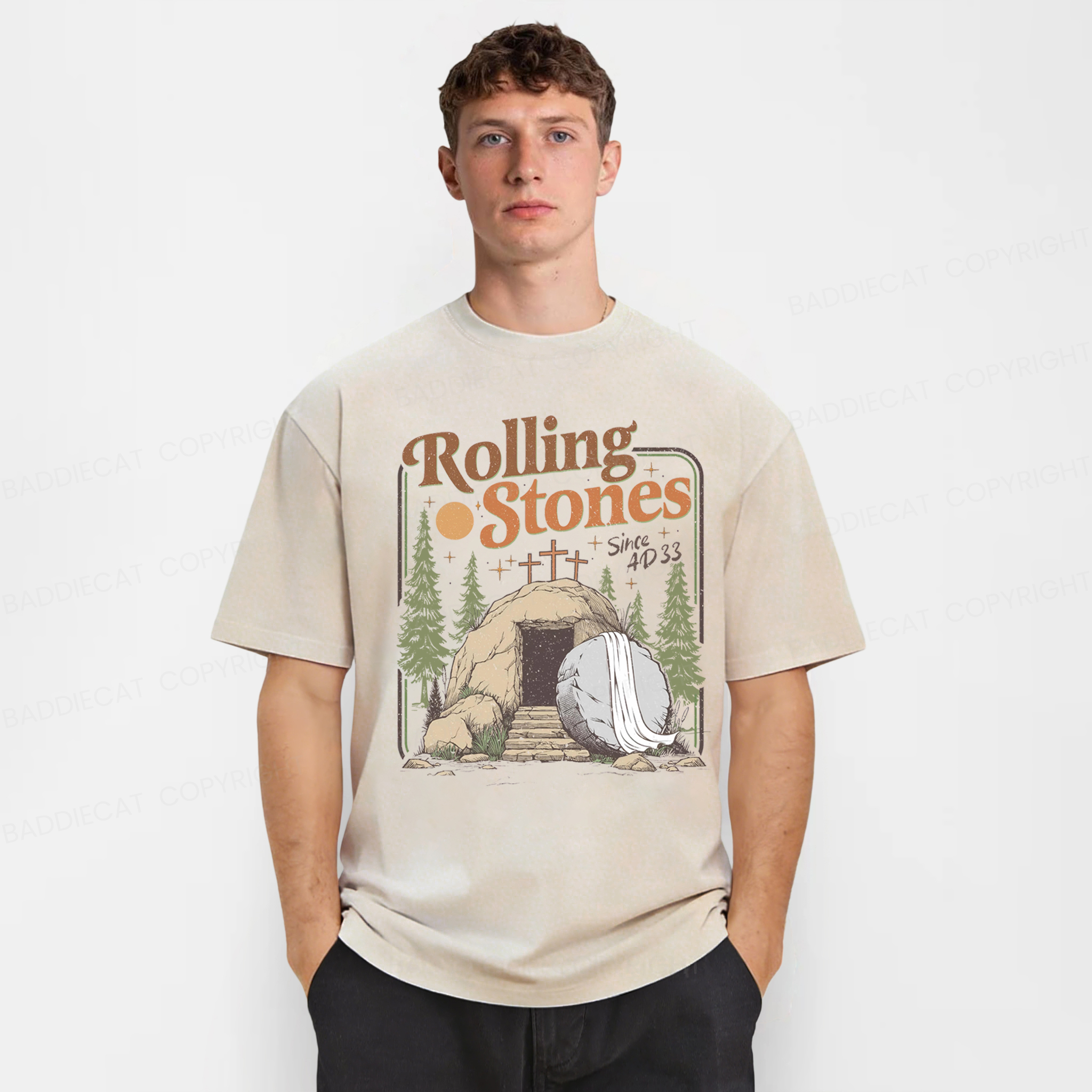 Baddiecat Rolling Christian Washed T-shirt