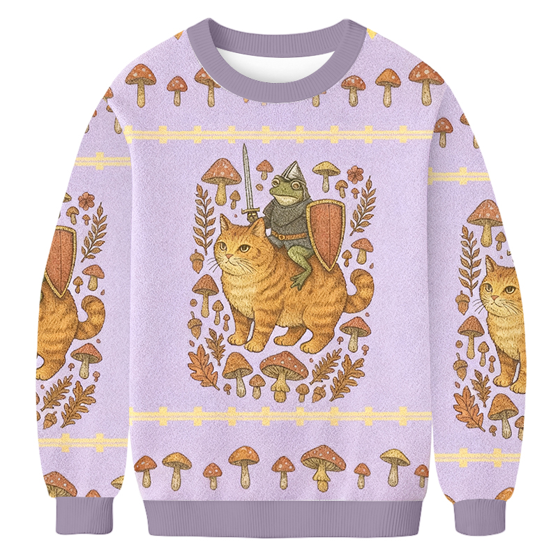 Baddiecat Medieval Frog On Cat Christmas Ugly Sweatshirt