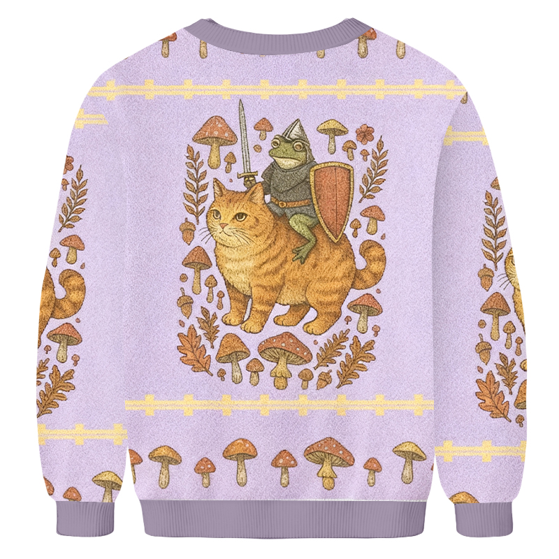 Baddiecat Medieval Frog On Cat Christmas Ugly Sweatshirt