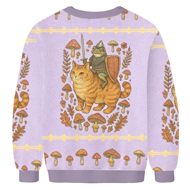 Baddiecat Medieval Frog On Cat Christmas Ugly Sweatshirt