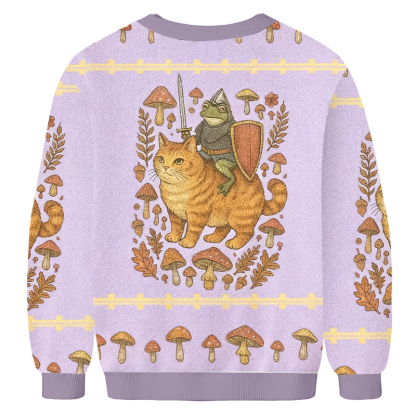 Baddiecat Medieval Frog On Cat Christmas Ugly Sweatshirt