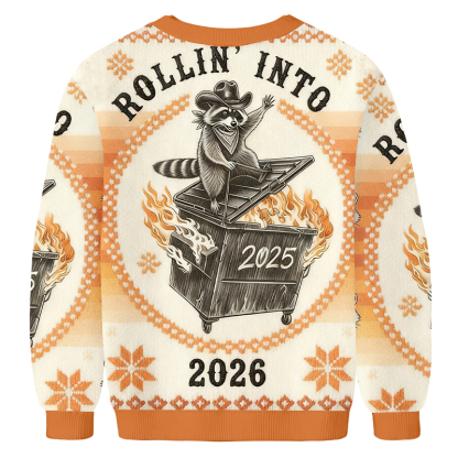 Baddiecat Raccoon Trash Can Fire Retro Charcoal Art Satire Cowboy 2026 Ugly Sweatshirt