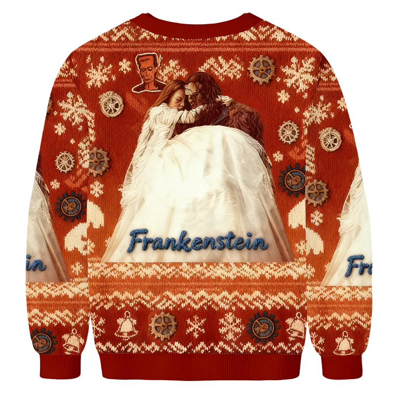 Baddiecat Frankenstein Christmas Ugly Sweatshirt