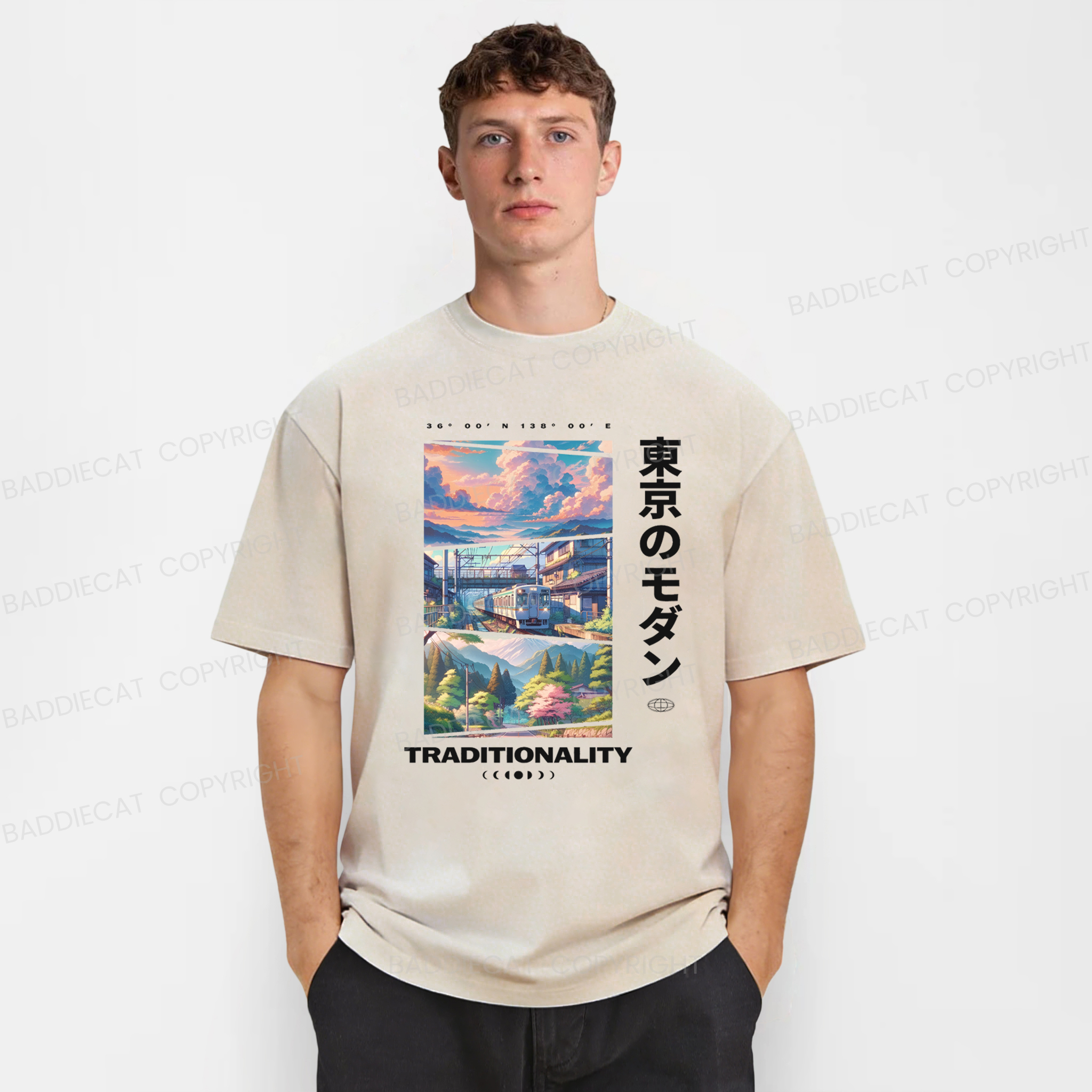 Baddiecat Tokyo Modern In The Traditionality Washed T-shirt