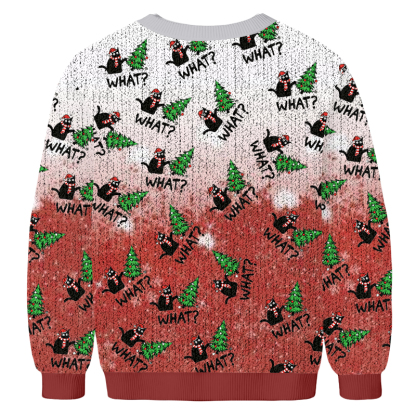 Curious Cat Fun Christmas Ugly Sweatshirt