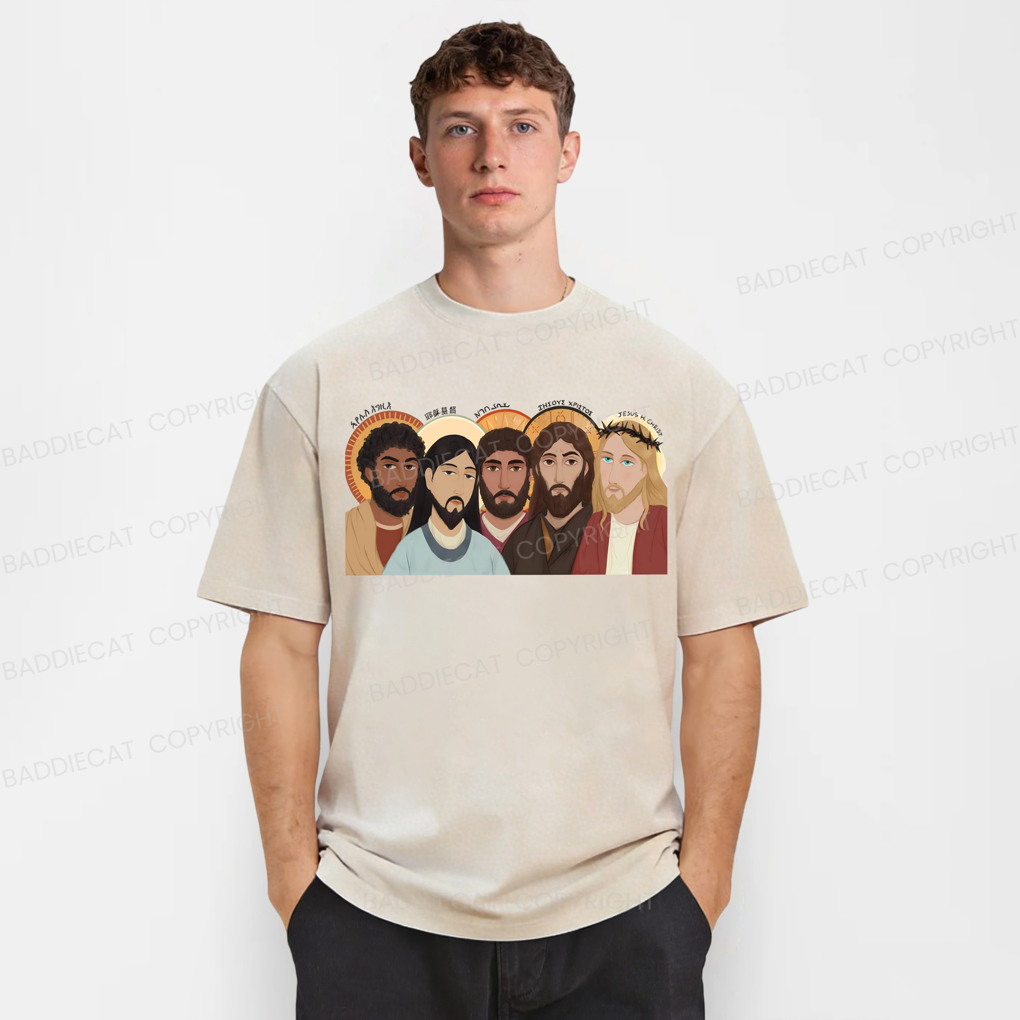 Baddiecat Funny Jesuss Washed T-shirt