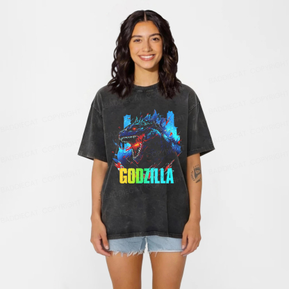 Baddiecat Godzilla The King Of Monsters Washed T-shirt