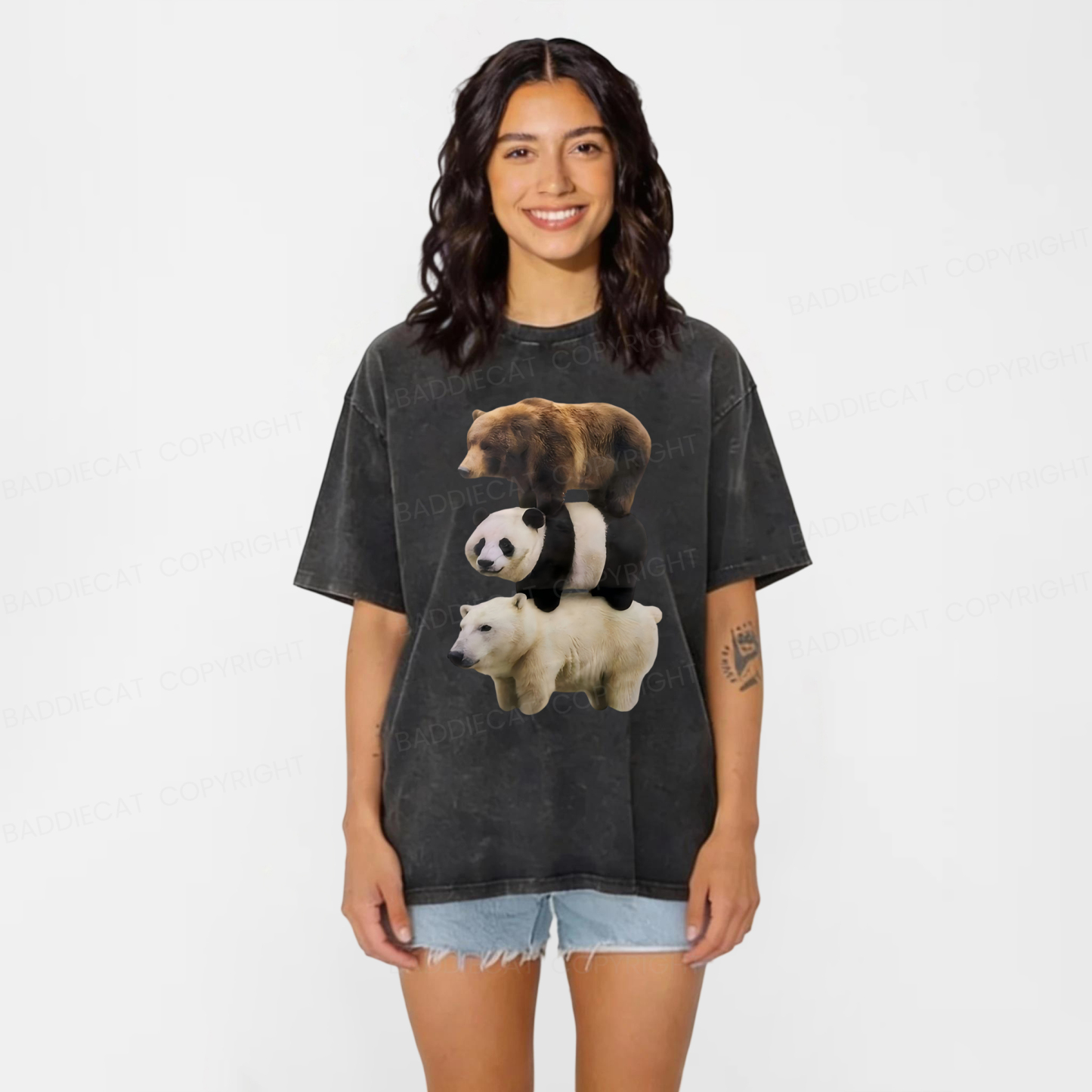 Baddiecat We Bare Bears Washed T-shirt