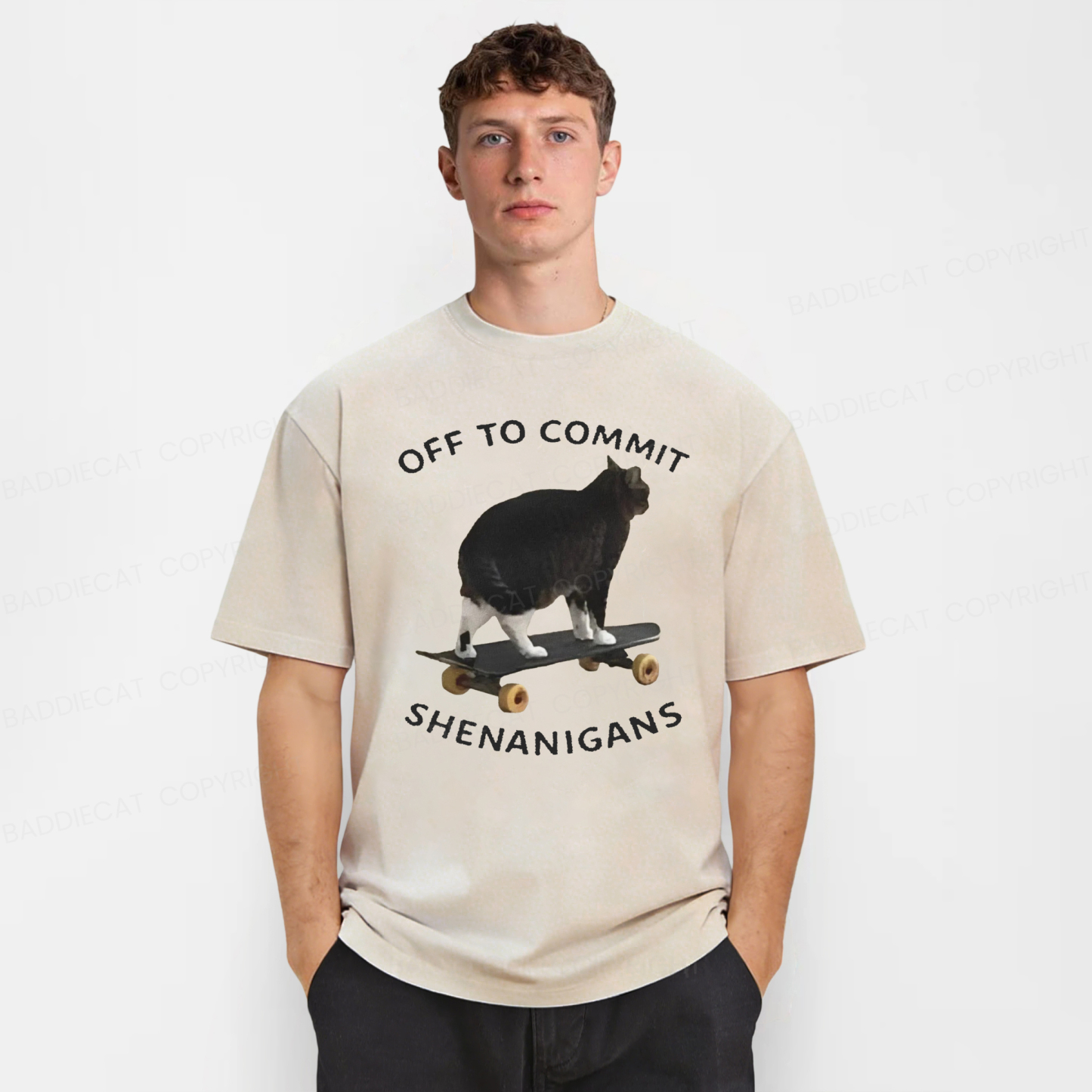 Baddiecat Off To Commit Shenanigans Washed T-shirt