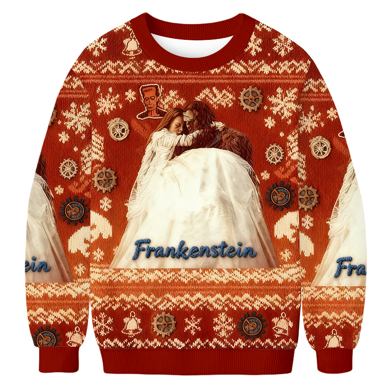 Baddiecat Frankenstein Christmas Ugly Sweatshirt