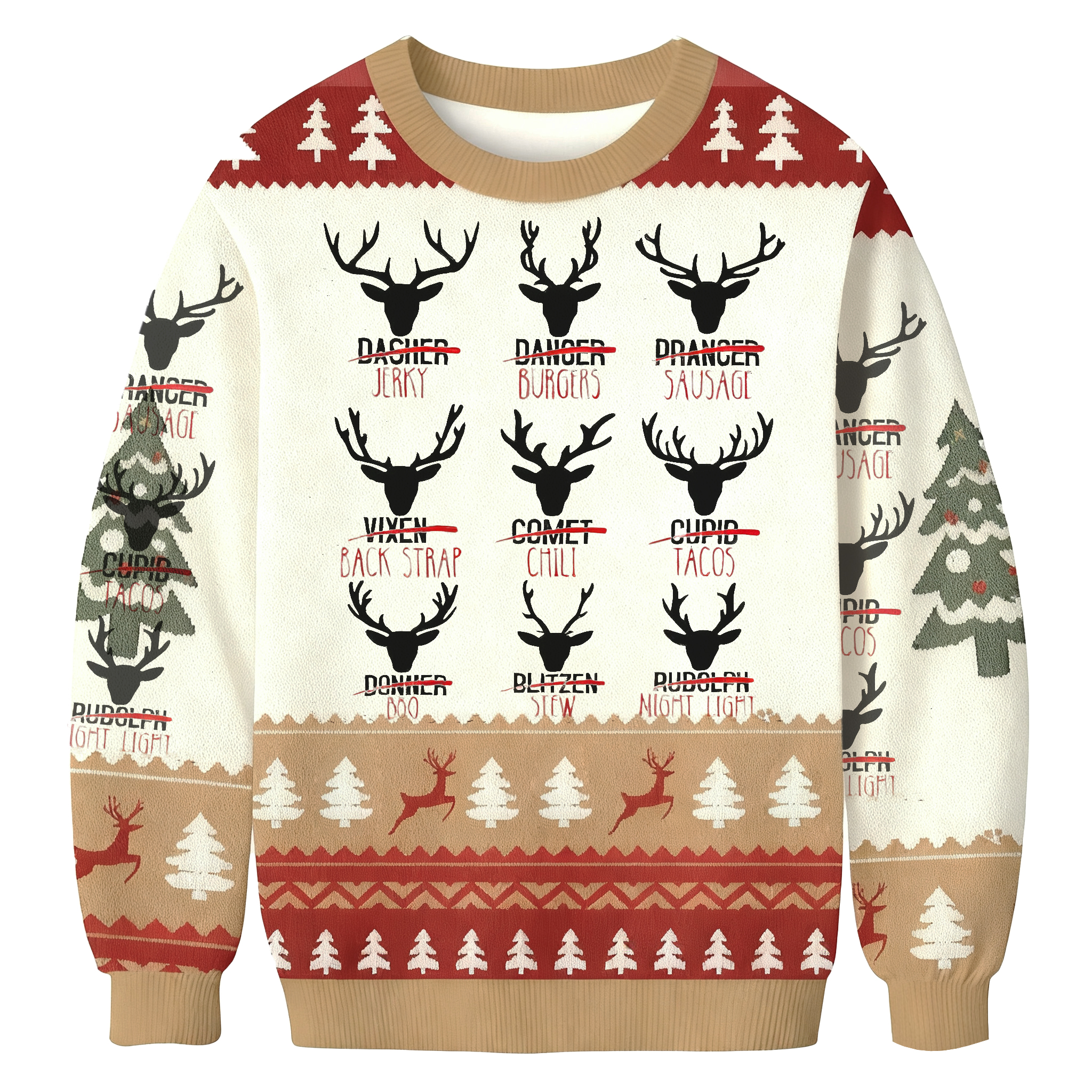 Funny Reindeer Name Twists For Christmas Ugly Sweatshirt